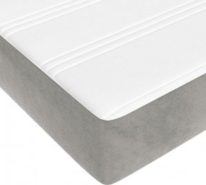 vidaXL vidaXL Łóżko kontynentalne z materacem, jasnoszare, 160x200cm, aksamit 8