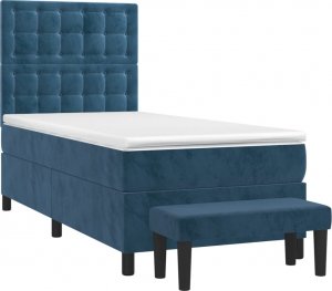 vidaXL vidaXL Łóżko kontynentalne z materacem, niebieskie, aksamit, 90x190 cm 3