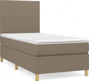 vidaXL vidaXL Łóżko kontynentalne z materacem, taupe, tkanina, 100x200 cm 2