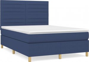 vidaXL Łóżko kontynentalne z materacem, niebieskie, tkanina 140x190 cm 2