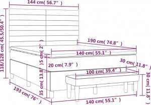 vidaXL vidaXL Łóżko kontynentalne z materacem, ciemnoszara tkanina 140x190 cm 8