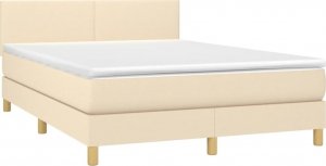 vidaXL Łóżko kontynentalne z materacem, kremowe, tkanina, 140x190 cm 3