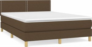 vidaXL vidaXL Łóżko kontynentalne z materacem, brązowe, tkanina, 140x190 cm 2
