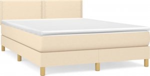vidaXL vidaXL Łóżko kontynentalne z materacem, kremowe, tkanina, 140x190 cm 2