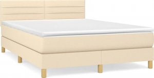 vidaXL Łóżko kontynentalne z materacem, kremowe, tkanina, 140x190 cm 2