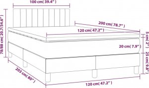 vidaXL Łóżko kontynentalne z materacem, jasnoszare, tkanina 120x200 cm 7