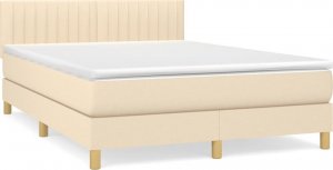 vidaXL Łóżko kontynentalne z materacem, kremowe, tkanina, 140x190 cm 2