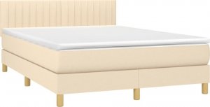 vidaXL Łóżko kontynentalne z materacem, kremowe, tkanina, 140x190 cm 3