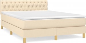 vidaXL vidaXL Łóżko kontynentalne z materacem, kremowe, tkanina, 140x190 cm 2