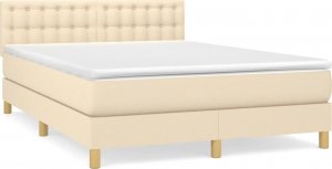 vidaXL vidaXL Łóżko kontynentalne z materacem, kremowe, tkanina, 140x190 cm 2