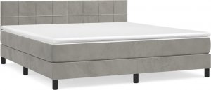 vidaXL vidaXL Łóżko kontynentalne z materacem, jasnoszare, 180x200cm, aksamit 2