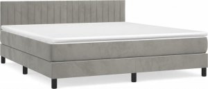 vidaXL vidaXL Łóżko kontynentalne z materacem, jasnoszare, 180x200cm, aksamit 2