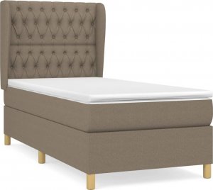 vidaXL vidaXL Łóżko kontynentalne z materacem, taupe, tkanina, 100x200 cm 2