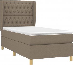 vidaXL vidaXL Łóżko kontynentalne z materacem, taupe, tkanina, 100x200 cm 3