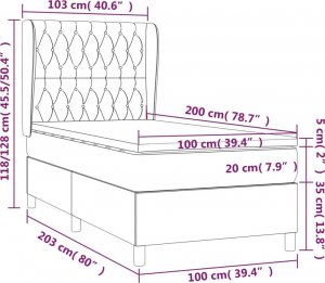 vidaXL vidaXL Łóżko kontynentalne z materacem, taupe, tkanina, 100x200 cm 7