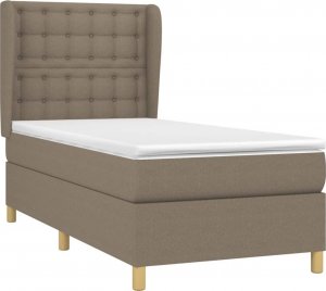 vidaXL vidaXL Łóżko kontynentalne z materacem, taupe, tkanina, 100x200 cm 3