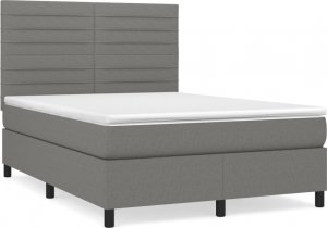 vidaXL vidaXL Łóżko kontynentalne z materacem, ciemnoszara tkanina 140x190 cm 2