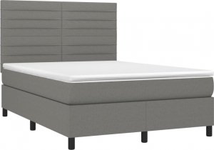 vidaXL vidaXL Łóżko kontynentalne z materacem, ciemnoszara tkanina 140x190 cm 3