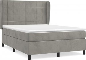 vidaXL vidaXL Łóżko kontynentalne z materacem, jasnoszare, aksamit, 140x190cm 2