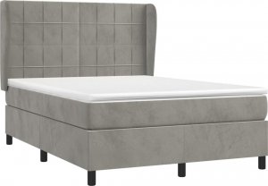 vidaXL vidaXL Łóżko kontynentalne z materacem, jasnoszare, aksamit, 140x190cm 3