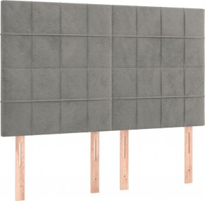 vidaXL vidaXL Łóżko kontynentalne z materacem, jasnoszare, aksamit, 140x190cm 6