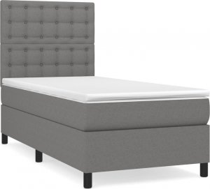 vidaXL Łóżko kontynentalne z materacem, ciemnoszara tkanina 80x200 cm 2