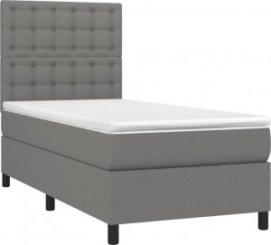 vidaXL Łóżko kontynentalne z materacem, ciemnoszara tkanina 80x200 cm 3