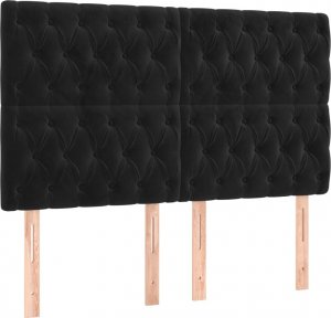 vidaXL vidaXL Łóżko kontynentalne z materacem, czarne, 160x200 cm, aksamit 6