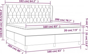 vidaXL vidaXL Łóżko kontynentalne z materacem, ciemnozielone, 160x200 cm 7