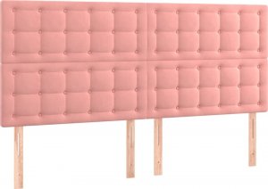 vidaXL vidaXL Łóżko kontynentalne z materacem, różowe, 160x200 cm, aksamit 6
