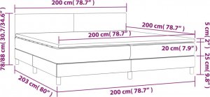 vidaXL Łóżko kontynentalne z materacem, czarne, tkanina, 200x200 cm 7