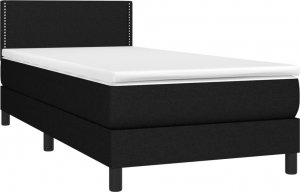 vidaXL vidaXL Łóżko kontynentalne z materacem, czarne, tkanina 90x190 cm 3