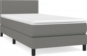 vidaXL vidaXL Łóżko kontynentalne z materacem, ciemnoszara tkanina 90x200 cm 2