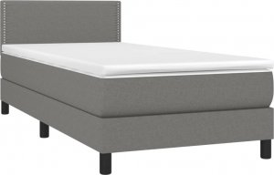 vidaXL vidaXL Łóżko kontynentalne z materacem, ciemnoszara tkanina 90x200 cm 3
