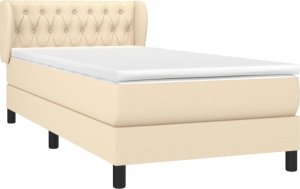 vidaXL vidaXL Łóżko kontynentalne z materacem, kremowe, tkanina, 90x190 cm 3