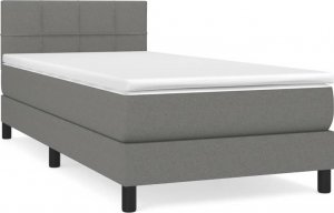 vidaXL vidaXL Łóżko kontynentalne z materacem, ciemnoszara tkanina 90x190 cm 2