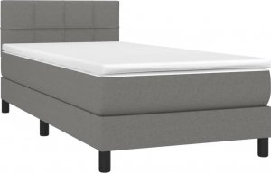 vidaXL vidaXL Łóżko kontynentalne z materacem, ciemnoszara tkanina 90x190 cm 3
