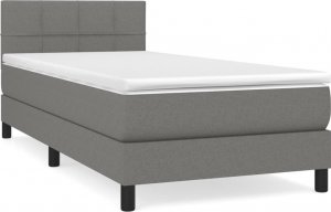 vidaXL vidaXL Łóżko kontynentalne z materacem, ciemnoszara tkanina 90x200 cm 2