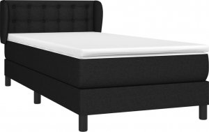 vidaXL vidaXL Łóżko kontynentalne z materacem, czarne, tkanina 90x190 cm 3
