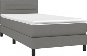 vidaXL vidaXL Łóżko kontynentalne z materacem, ciemnoszara tkanina 90x190 cm 3