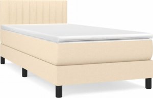 vidaXL Łóżko kontynentalne z materacem, kremowe, tkanina, 90x190 cm 2