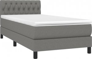 vidaXL vidaXL Łóżko kontynentalne z materacem, ciemnoszara tkanina 90x190 cm 3