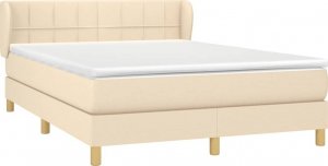 vidaXL Łóżko kontynentalne z materacem, kremowe, tkanina, 140x190 cm 3