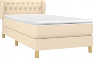 vidaXL vidaXL Łóżko kontynentalne z materacem, kremowe, tkanina, 90x190 cm 3