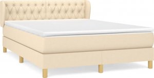vidaXL vidaXL Łóżko kontynentalne z materacem, kremowe, tkanina, 140x190 cm 2