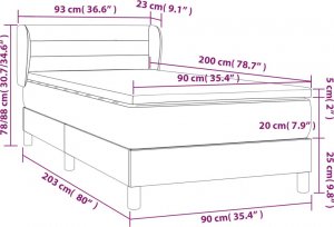 vidaXL vidaXL Łóżko kontynentalne z materacem, czarne, aksamit 90x200 cm 7