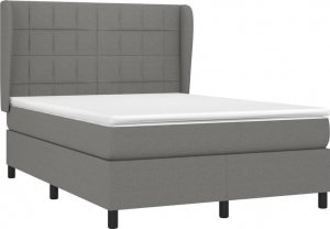 vidaXL vidaXL Łóżko kontynentalne z materacem, ciemnoszara tkanina 140x190 cm 3