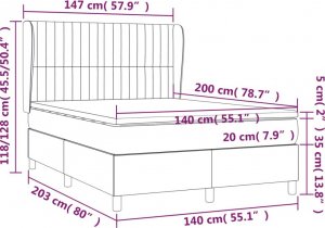 vidaXL vidaXL Łóżko kontynentalne z materacem, brązowe, tkanina, 140x200 cm 7