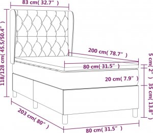 vidaXL vidaXL Łóżko kontynentalne z materacem, taupe, tkanina, 80x200 cm 7