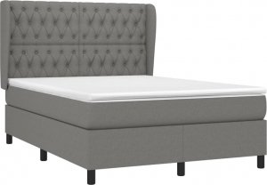 vidaXL vidaXL Łóżko kontynentalne z materacem, ciemnoszara tkanina 140x190 cm 3